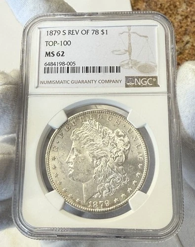 1879 S Rev Of 78 Top-100 Morgan Silver Dollar NGC MS62