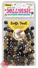 Donna Kids Jellyish Silicone Hair Beads 12mm Brown Mix for Braids Ponytails