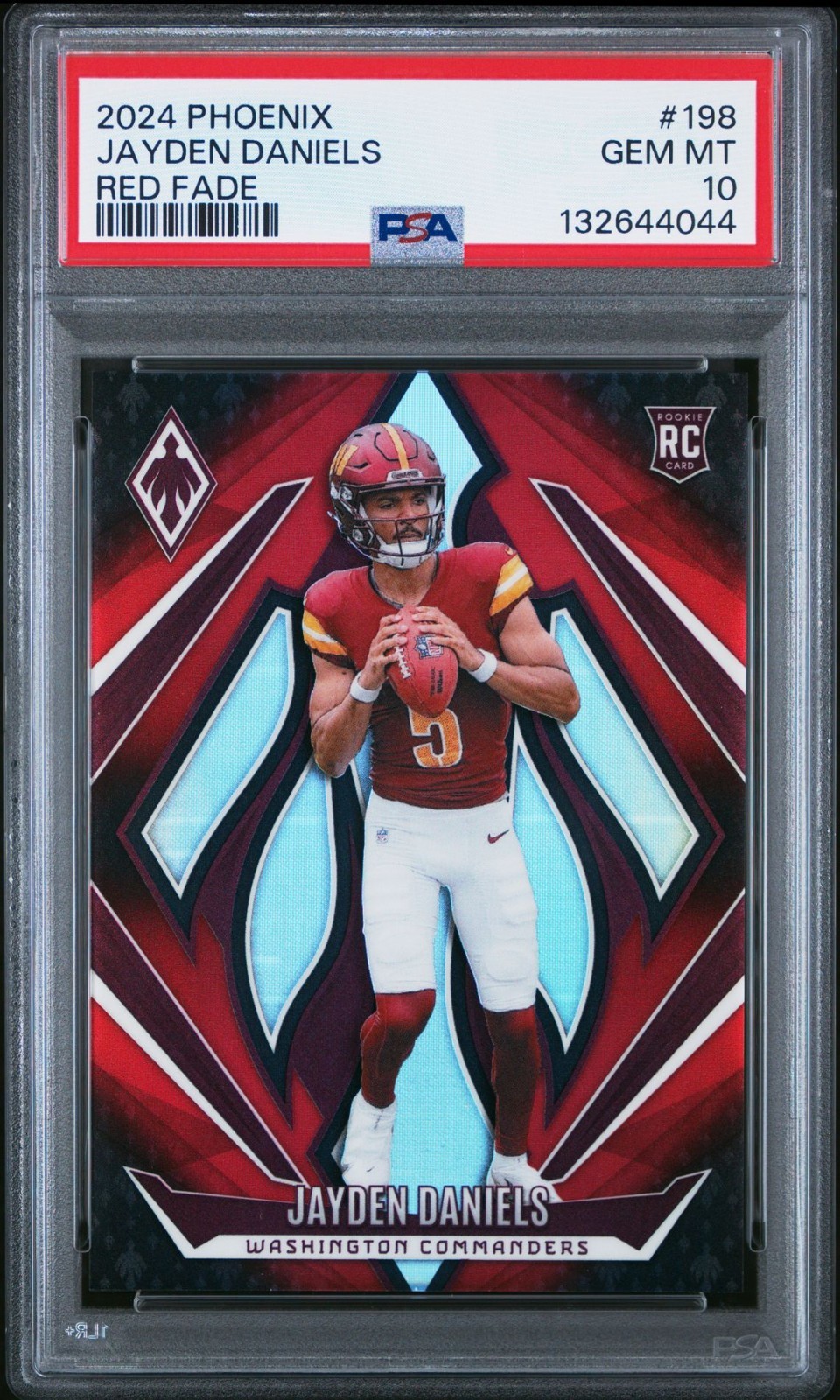 2024 Panini Phoenix Jayden Daniels Red Fade Rookie RC #'ed 114/299 #198 PSA 10