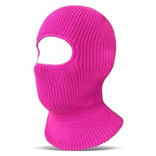 Winter Balaclava Ski Mask Warm Knitted Full Face Barbecore Pink Double Layered