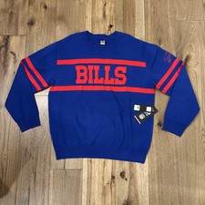 NEW NWT NFL Mens Large Buffalo Bills Royal Blue Red Logo Sweater Ultra Game