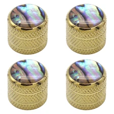 4x Gold Dome Metal Guitar Knobs Abalone Shell Volume Amplifier Audio Control