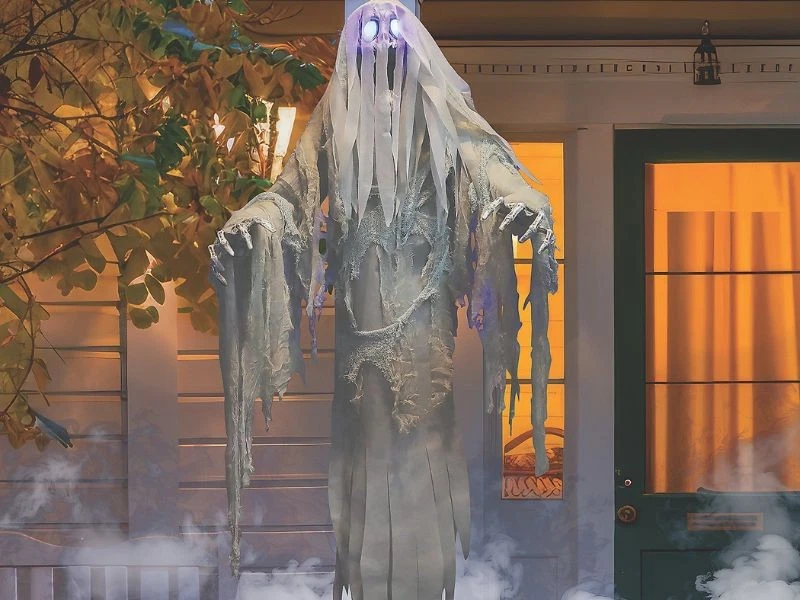 5ft Hanging Ghost Prop with LED Eyes and Creepy Sound Animated Sound Halloween
