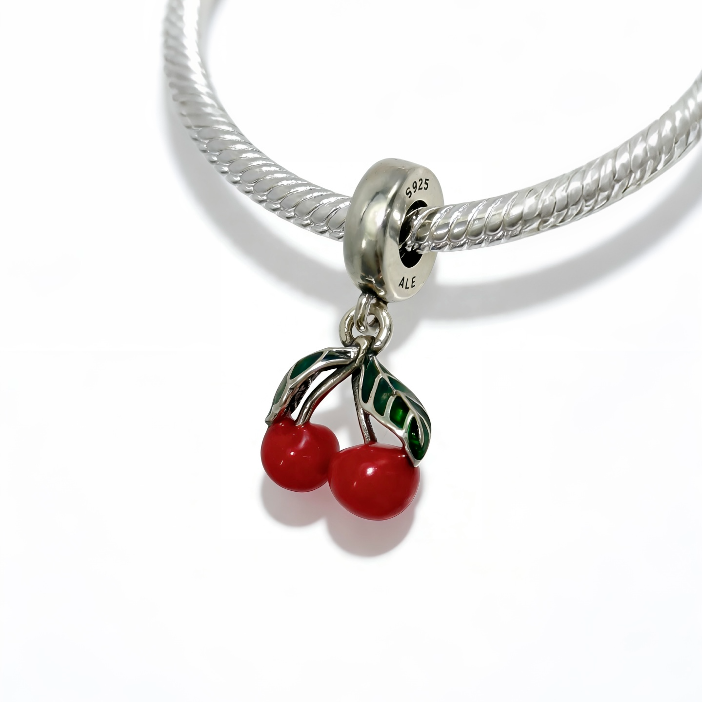 Pandora Cherry Fruit Dangle Charm 925 Sterling Silver Enamel, Gift, #791583C01