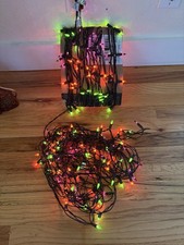 200 Halloween String Lights 2 Strands 100 Ct Each Purple, Orange  Green -Tested