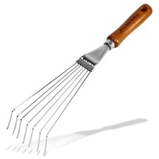 Best Japanese Hand Rake Garden Tool - Steel with Wood Handle Small for Leaves