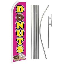 Donuts Pink Swooper Flutter Feather Advertising Food Flag  Pole Kit