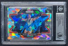 AUSTIN THEORY SIGNED 2022 WWE PANNINI PRIZM ICE #87 BECKETT WITNESS 473