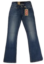 Levi's 528 Jeans Medium Paper Doll Blue Boot Cut Curvy Low Rise Size 3 Juniors 