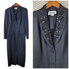 Vintage Suit Dress size 8 Dark Academy Alt Sequin Collar Black Event Evening