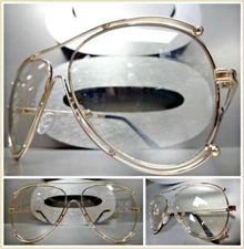 OVERSIZED CLASSIC RETRO Hip Hop Style Clear Lens SUN GLASSES Big Rose Gold Frame