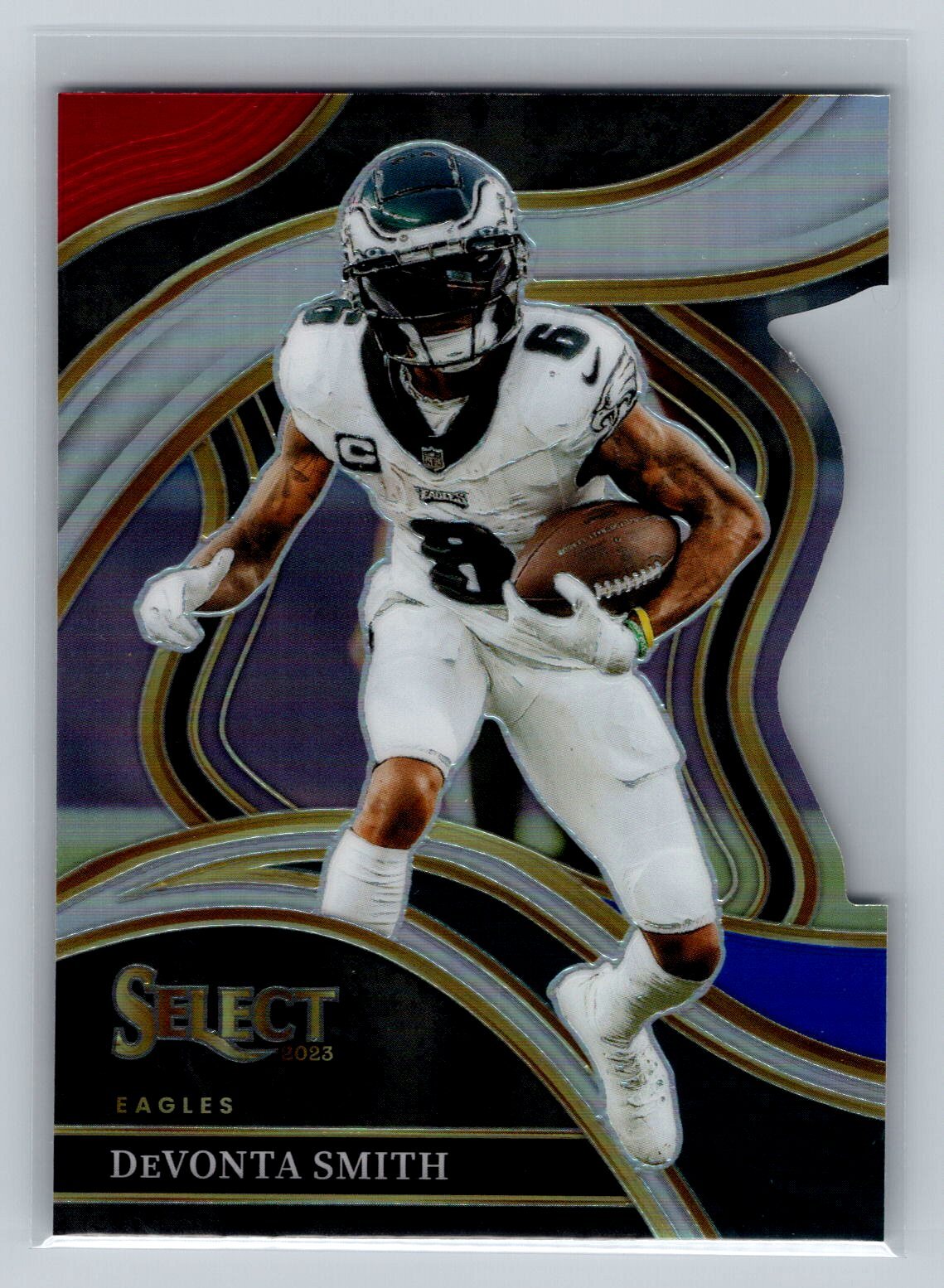 2023 Select DeVonta Smith #272 Red and Blue Prizms Die-Cut Philadelphia Eagles
