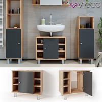 Waschbeckenunterschrank Badschrank Unterschrank Fynn Eiche Anthrazit Vicco