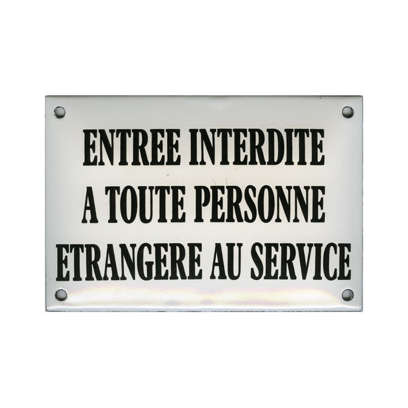 Plaque de rue émaillée bombée Entrée Interdite Bleue 10x15cm