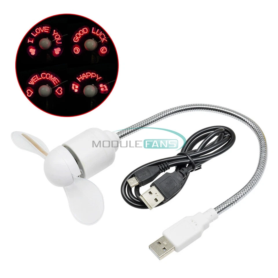 Flexional Mini USB Programmable Flashing LED Light DIY Messages Cooling Fan - Image 2 of 4
