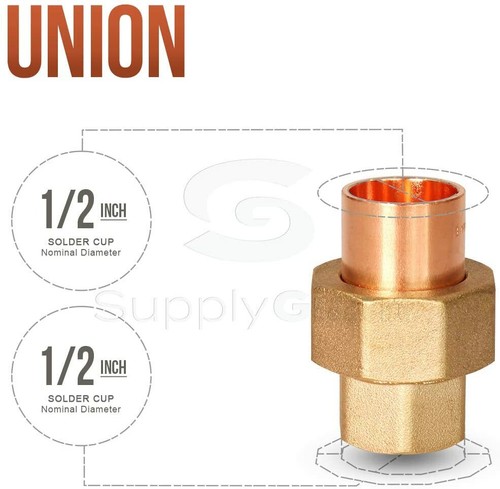 Lead Free Cast Brass Copper Union Fitting Nominal Male Sweat Connect CxC 3/8"-3"