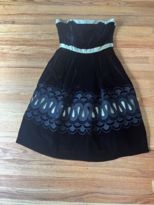 Y2K Betsey Johnson Evening Strapless Sweetheart Neckline Silk Green Black  Dress | eBay