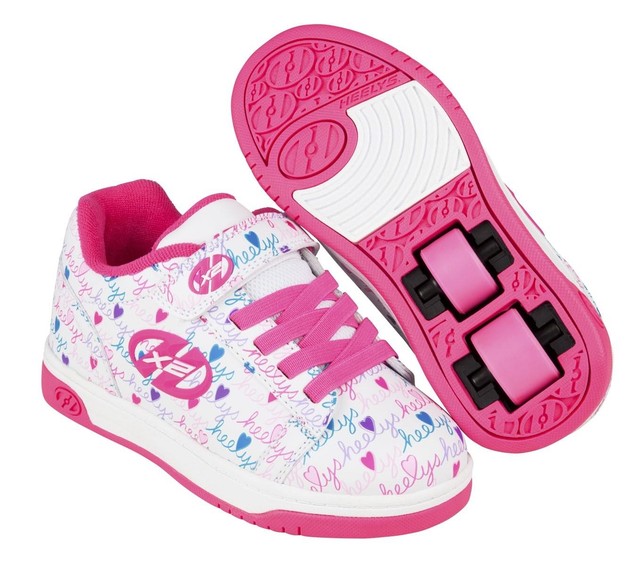pink and white heelys