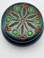 Polish Made Wooden Trinket Box Hand Carved And Painted
