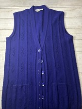 Vintage British Vogue Button Vest Royal Blue Womens Large
