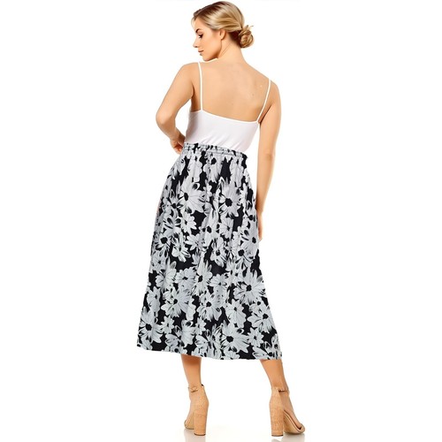 Falda midi floral de verano para mujer nuevos diseños con cintura elástica talla S-XXL - Imagen 87 de 131