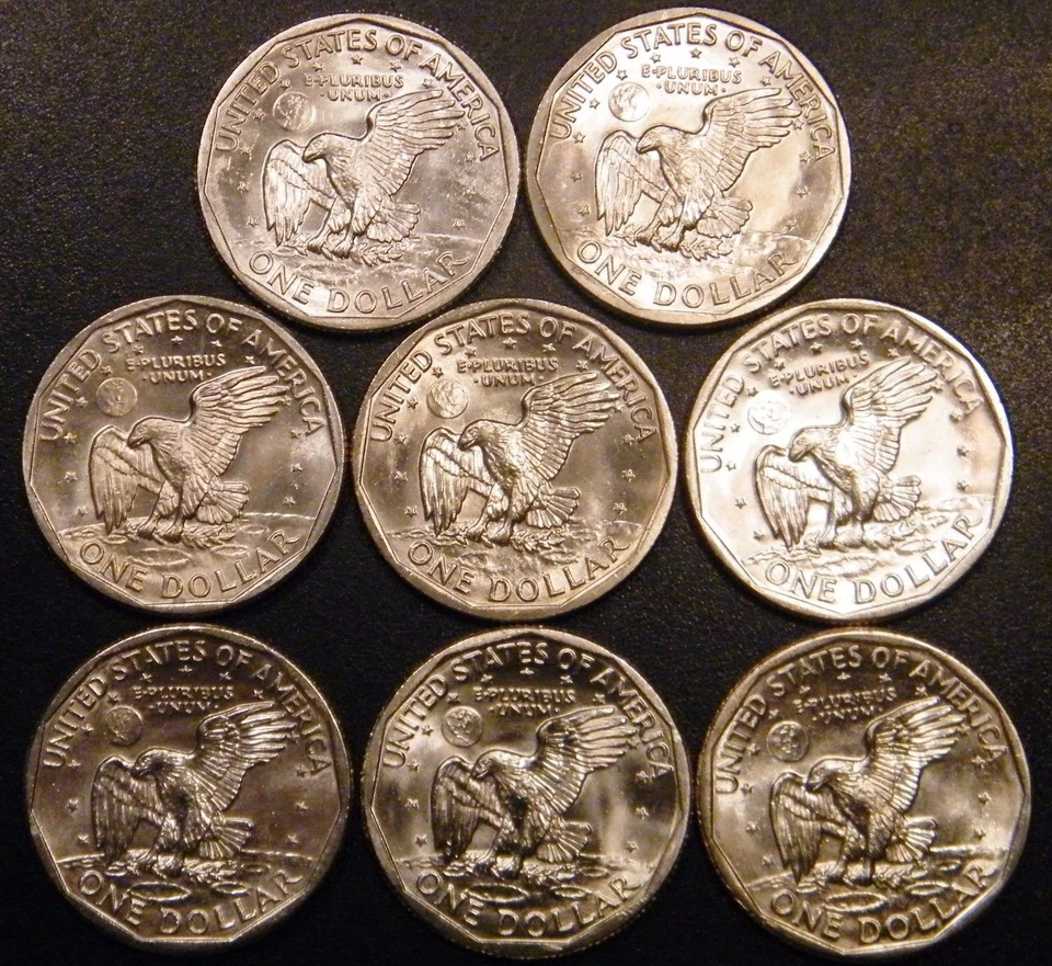 1979 PD 1980 PDS 1981 PDS Susan B Anthony BU Dollar US Mint Cello Run 8 Coin Set - Image 2 of 2