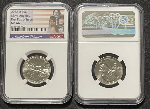 2022 D Maya Angelou 25c NGC MS 66 American Women Quarter FIRST DAY OF ISSUE
