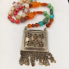 OOAK Ottoman Necklace Bedouin Bohemian Men Unisex Women Colorful Stones Artisan