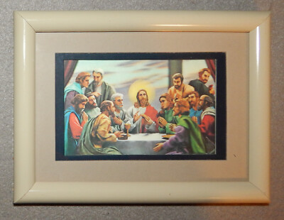 3D The Last Supper Picture in Frame (8'' x 6'' - blue matting) new