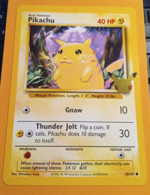 Pokémon TCG Pikachu Jumbo Promo Card - 058/102 - 1995 40 HP | eBay