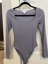 Topshop Longsleeve Scoop Neck Bodysuit Lavender Snap Closure US Size 4