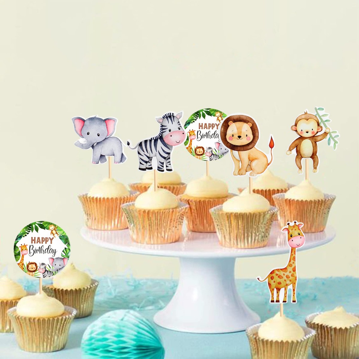 Decorazioni Cupcake Animali Safari 24 Pezzi TOPPER PER TORTE Di Unicorno, Cupcake Toppers E Wrappers 24 Pezzi Topper Topper Torta Natale
