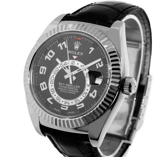 Rolex Sky-Dweller 42mm White Gold Black Arabic Dial & Fluted B...