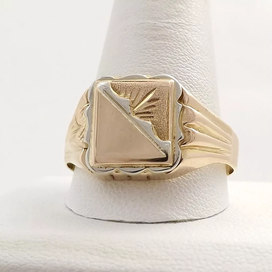 Vintage 18k Gold 750 Italy Signet Initial Letter Engravable Mens Ring sz15