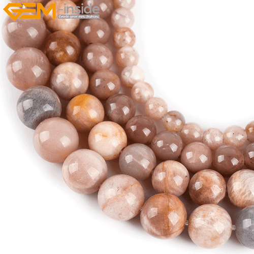 Natural Sunstone Round Loose Beads 15" Big Hole Stone Beads Jewelry Making Craft - Picture 3 of 34