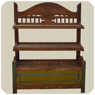 Recycling Teak Holz Regal | Sulawesi | mit Ablagen und integrierter Truhe - Bild 1 von 4
