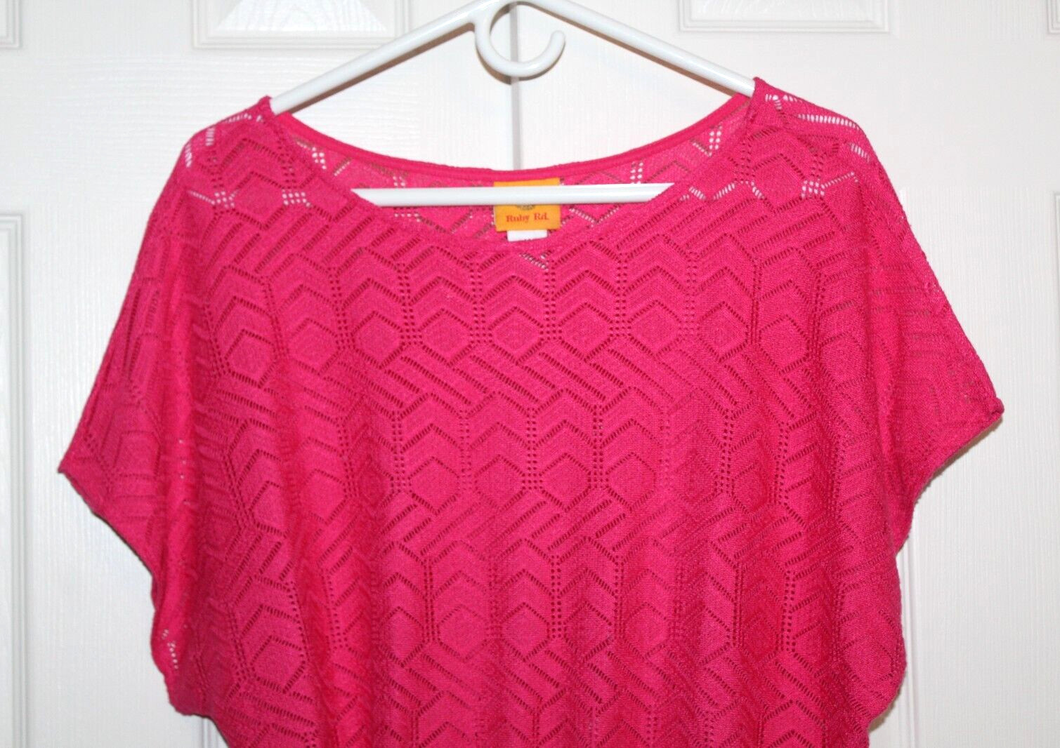 Ruby Rd. Pink Open-Knit Drawstring Waist Short Sl… - image 3