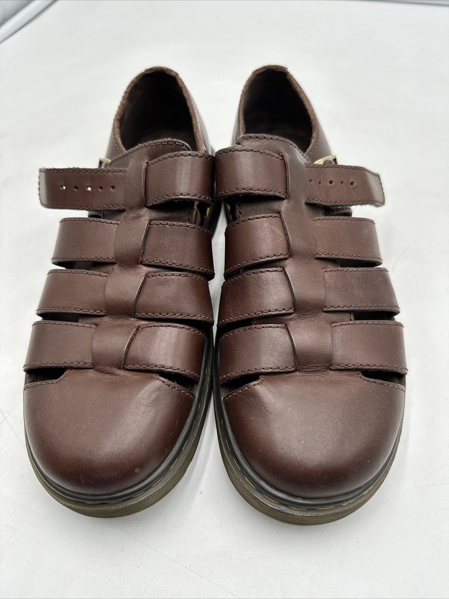 Dr Martens Fenton tan brown leather fisherman sandals men\'s UK 7 EU 41 US 8 Wrenlie Grizzly Leather Fisherman Sandals in Dark Brown | Dr  main image 4