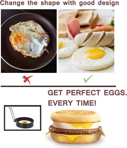 2-4 Metal Egg Frying Ring Circle Shape Perfect Fried Poach Kitchen Mould Pancake - Picture 4 of 8