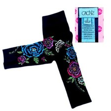 Vintage 90s Size 2 Cache Black Embroidered Pants Colorful Fabulous Nineties