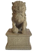 Port 68 Stone look Komainu Foo Dog Guardian Lion Book case Decor Asian success 
