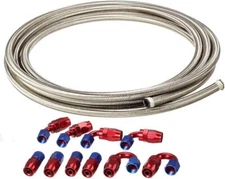 20Ft 6AN AN6 Stainless Steel Braided Oil Gas Fuel Line Hose AN6 Hose Fitting Kit