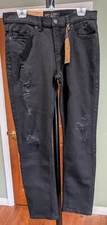 RING of FIRE Men Cayenne Rip & RPR Black Denim Jeans Distressed Pants 34x32 NWT
