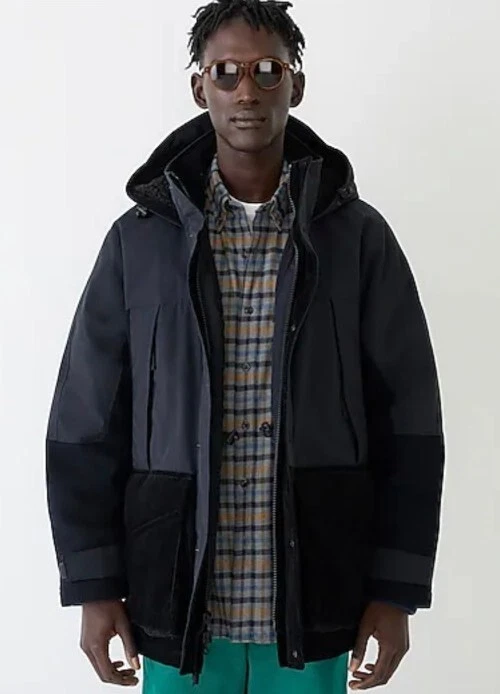 NWT J Crew Banff Parka w Primaloft Sz S Corduroy Wool Poly Midnight Ocean 398