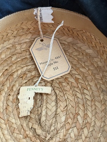 NWT Vintage Wide Brim Straw Hat w/ Bow By Penneys 20” Elegant - Picture 17 of 17