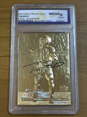 2000 Fleer Ultra 23KT Gold Tom Brady Holographic Rookie RC WCG 10