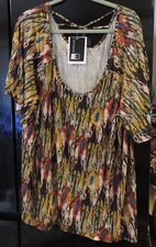 BRAND NEW ANTTHONY ORIGINAL EARTH TONE BROWNS RUST MORE SHIRT TOP BLOUSE 2X XXL