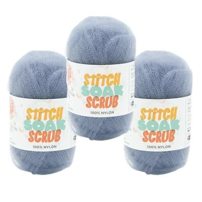 (3 Pack) Lion Brand Yarn Stitch Soak Scrub Nylon Yarn 781-105AS, Eventide