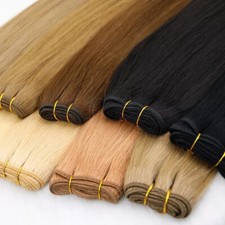 Weft Human Hair Extensions Sew in Wefts Premium Remy Hair Weave Full Head 100gr