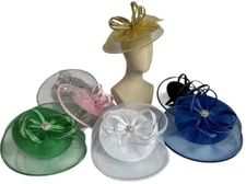 Women's Easter Mothers Day  weddings Kentucky Derby Satin Ribbon Hat Fascinator